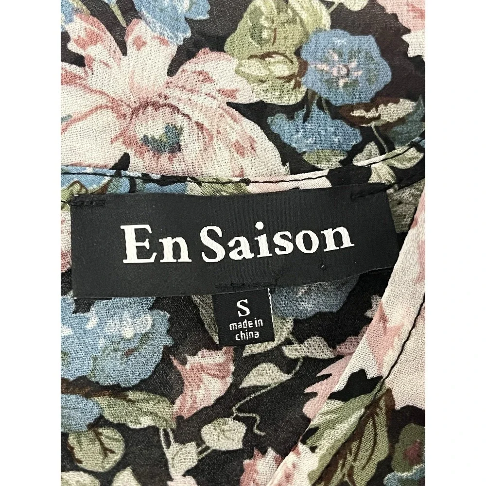En Saison Floral Midi Dress Small Tiered Pastel Chiffon Rose‎ Cottagecore
